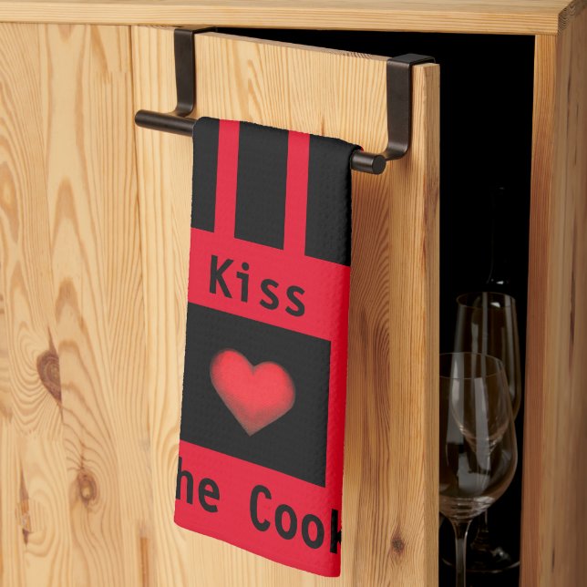 Kyss Anpassadet Red Kitchen Towel Kökshandduk (Thirds Fold)