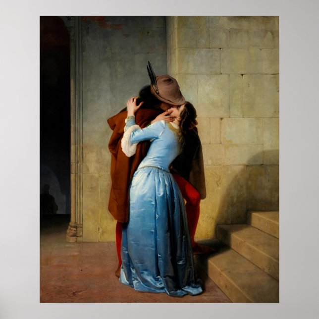 Kyss av Francesco Hayez Poster (Framsidan)