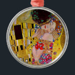 Kyss av Gustav Klimt, Vintage Art nouveau Julgransprydnad Metall<br><div class="desc">Den ultimata målningen av kärlek, en vacker design för att fira Alla hjärtans dag med! Kiss (detalj) (1907-1908) av Gustav Klimt är en vintage av Viktorian Era Symbolism bra art kärlek och romantik som har ett romantiskt par i olika nyanser av guld, mönster och symboler och som delar en kyss...</div>