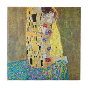 Kyss av Gustav Klimt, Vintage Art nouveau Kakelplatta