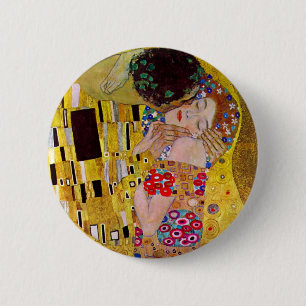 Kyss av Gustav Klimt, Vintage Art nouveau Knapp