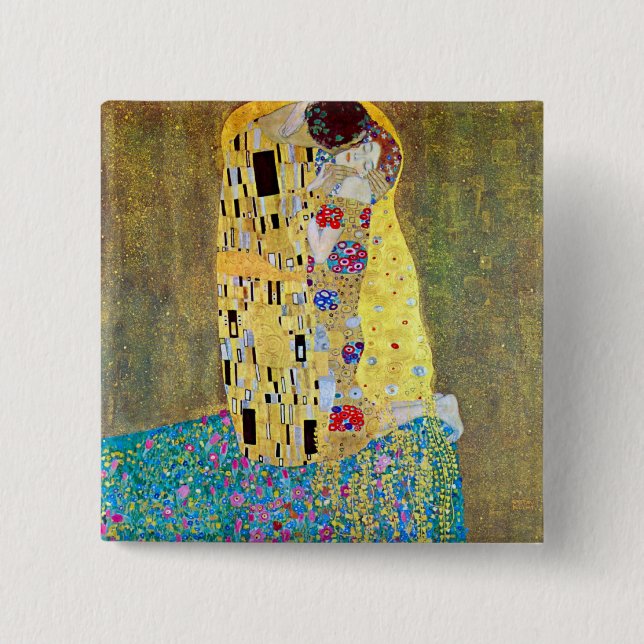Kyss av Gustav Klimt, Vintage Art nouveau Knapp (Framsida)