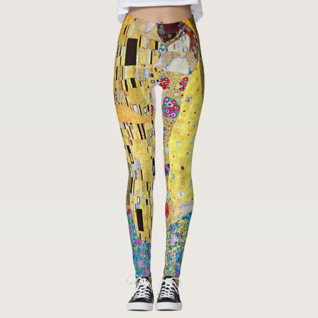 Kyss av Gustav Klimt, Vintage Art nouveau Leggings (Framsida)