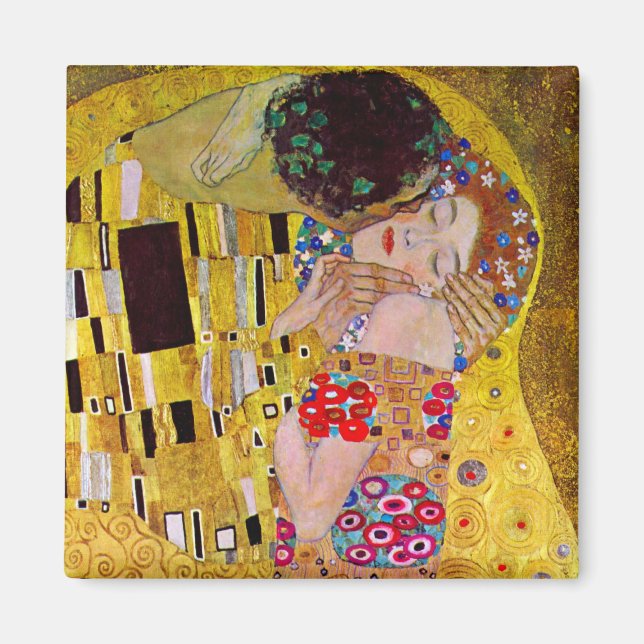 Kyss av Gustav Klimt, Vintage Art nouveau Magnet (Framsidan)