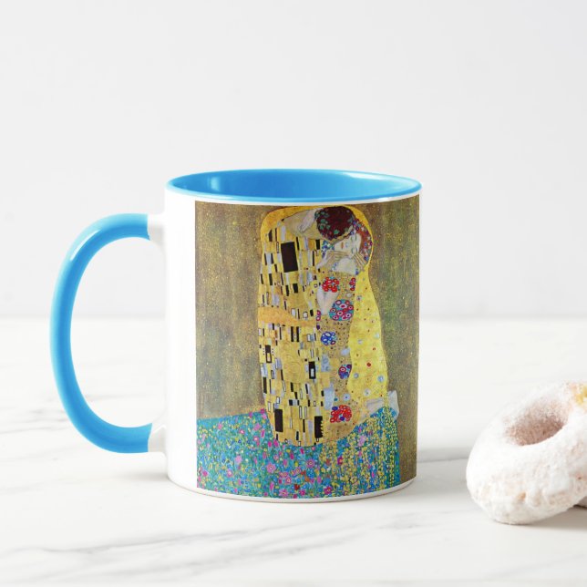 Kyss av Gustav Klimt, Vintage Art nouveau Mugg (Med munk)