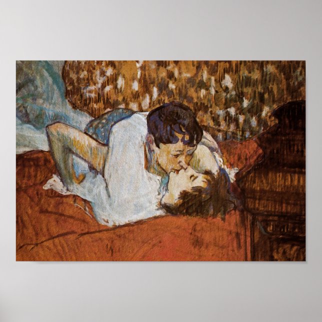 Kyss - av Henri de Toulouse-Lautrec Poster (Framsidan)
