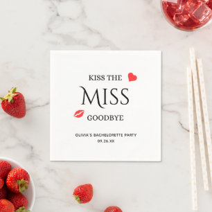 Kyss den miss avsked Bröllopsdusch Systerbrud Pappersservett