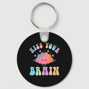 Kyss din Brain Retro Autism Awareness Speciell Edu Nyckelring