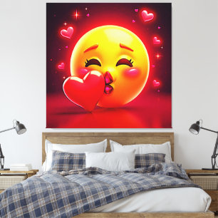 Kyss Emoji: Kärlek och Hjärtans Konst Canvastryck