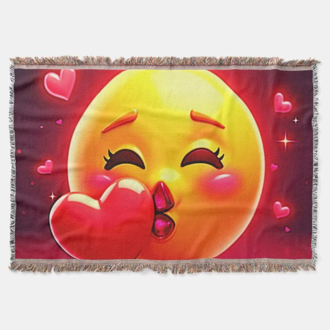 Kyss Emoji: Kärlek och Hjärtans Konst Filt (Framsidan)