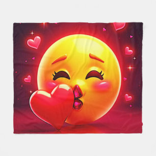 Kyss Emoji: Kärlek och Hjärtans Konst Fleecefilt