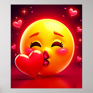 Kyss Emoji: Kärlek och Hjärtans Konst Poster