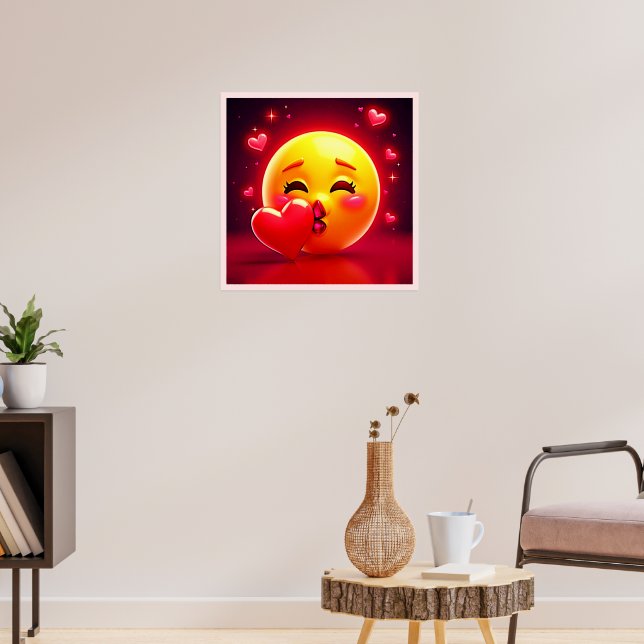 Kyss Emoji: Kärlek och Hjärtans Konst Poster (Vardagsrum 3)
