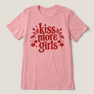 Kyss Fler Flickor Retro Körsbärstypografi T Shirt