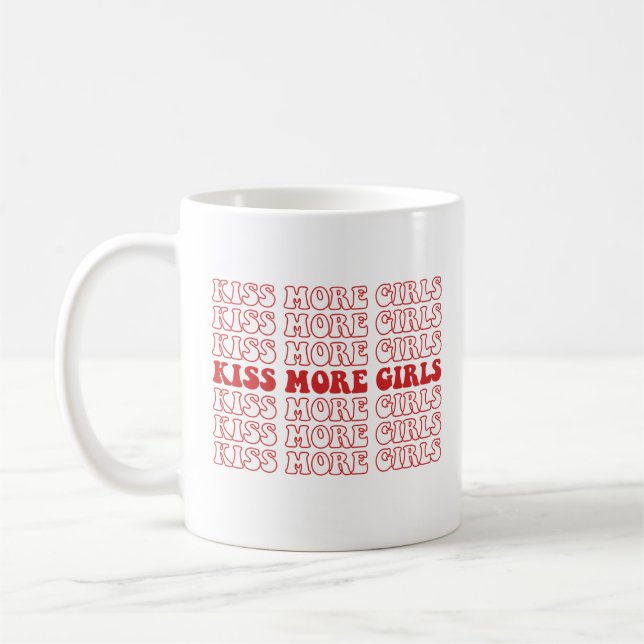 Kyss Fler Tjejer Lesbisk Bisexuell LGBTQ Pride Mon Kaffemugg (Vänster)