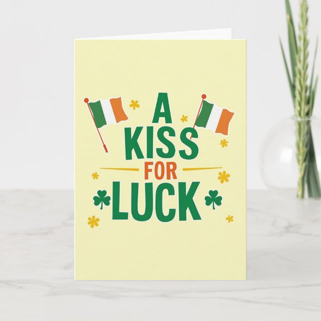 Kyss För Tur Irland Lyckokort Kort (Framsida)