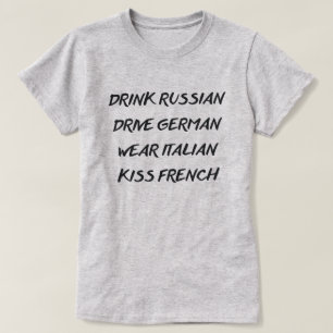 KYSS FRENC FÖR RYSK BÄRA FÖR DREV FÖR DRINK T-SHIRT