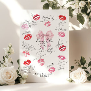 Kyss fröken Adjö Rosa Bow Bachelorette Poster