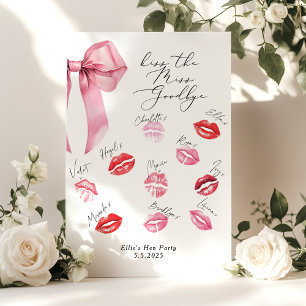 Kyss fröken Adjö Rosa Bow Hen party Poster