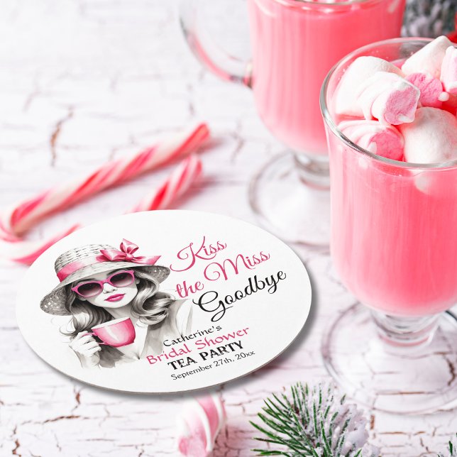 Kyss Fröken Farväl Bröllopsdusch Te Parti Underlägg Papper Rund (Skapare uppladdad)