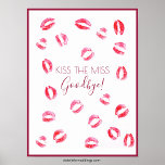 Kyss fröken Game | PAPPER POSTER<br><div class="desc">Bygg glädjen hos firande före bröllop med vår "Kiss The Miss Adjéen" Poster Bachelorette Game Keepsak, ett vackert tillägg till vilken möhippa eller bachelorette som helst. Den här roligten och den humoristiska aktiviteten inbjudan gäster lämnar sitt märke med läppstickkyssar och skapar en omhuldad keepy för att bruden ska kunna vårda...</div>
