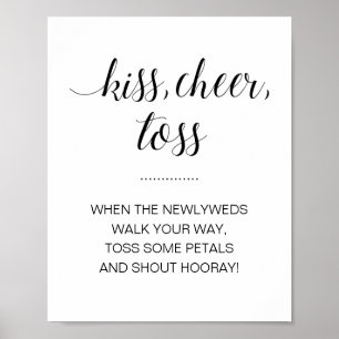 Kyss Glädje Kast Blomma Konfetti Bröllopsskylt Poster