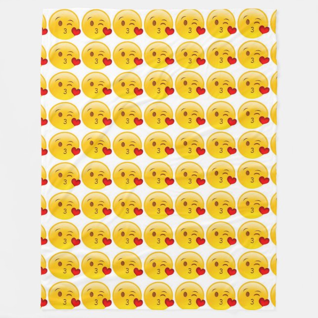Kyss-Hjärta emoji Fleecefilt (Framsidan)