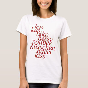 Kyss i olik språkskjorta t-shirt