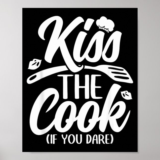 Kyss Kocken Om Du Vågar Rolig Chef Kök Poster (Framsidan)