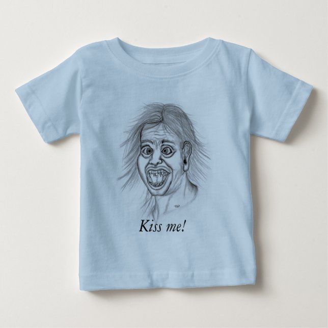 Kyss mig! - Bleistiftzeichnung Tee Shirt (Framsida)