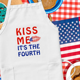 Kyss mig, det är den fjärde läppstiftet USA Flag A Förkläde