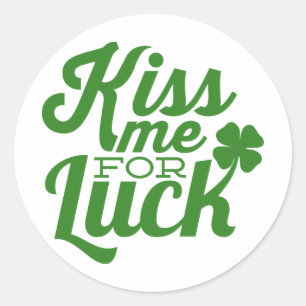 Kyss mig för Tur - St. Patrick's Day Runt Klistermärke