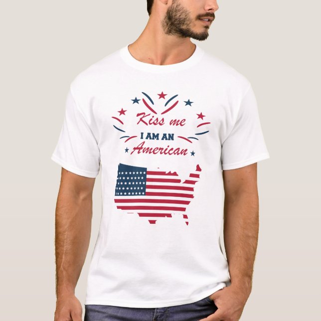 Kyss mig jag är en amerikan t shirt (Framsida)