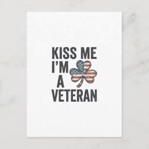 Kyss mig jag är en veteran Shamrock Vintage skjort Vykort
