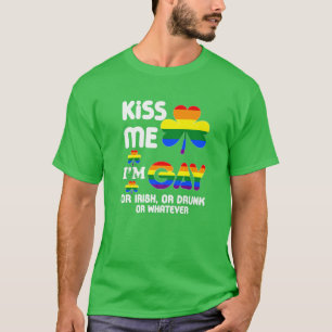 Kyss mig, jag är gay eller irländsk eller berusad t shirt