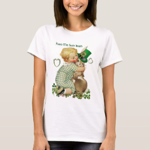 KYSS MIG JAG ÄR IRLÄNDSK/BARN,KANIN MED LEPRECHAUN T SHIRT