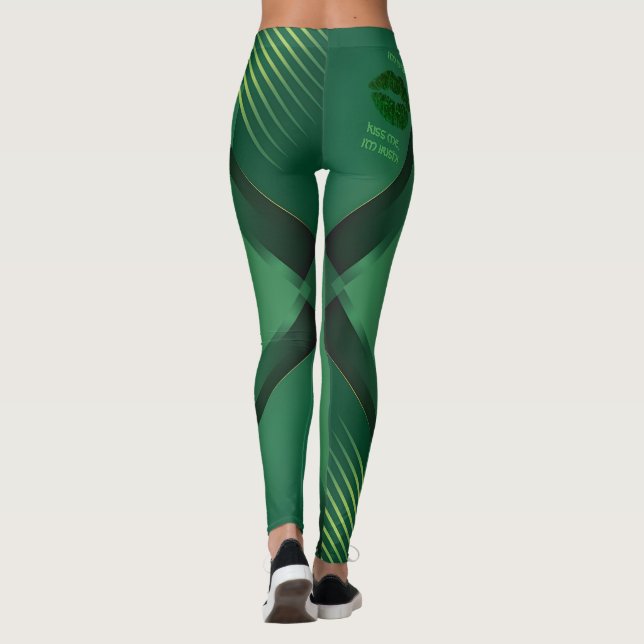 Kyss mig, jag är irländsk grön geometrisk aktivite leggings (Baksida)