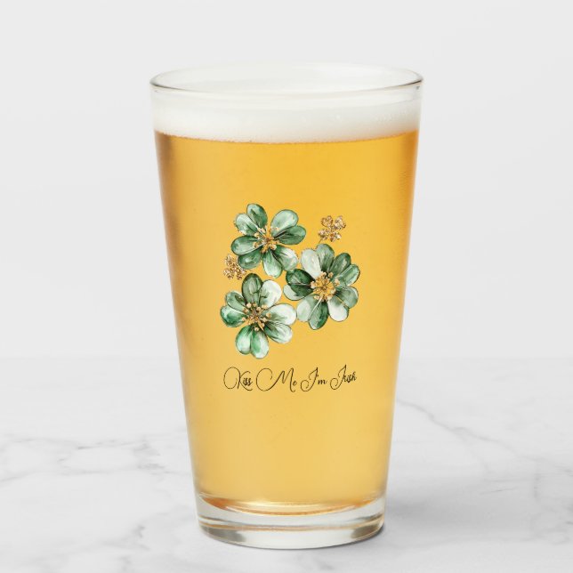 Kyss mig, jag är irländsk grön guld St. Patricks d Glaskopp (Framsida fylld)