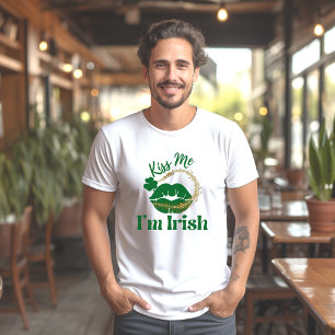 Kyss mig, jag är irländsk läpp och Shamrock Mäns T Shirt