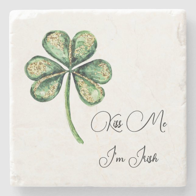 Kyss mig, jag är irländsk Shamrock St. Patrick's D Stenunderlägg (Framsidan)