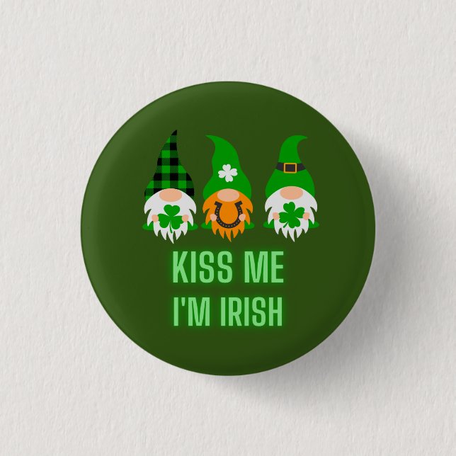 Kyss mig, jag är irländsk St. Patricks dag Gnome S Knapp (Framsida)