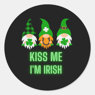 Kyss mig, jag är irländsk St. Patricks dag Tomte S Runt Klistermärke