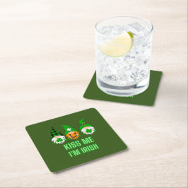Kyss mig, jag är irländsk St. Patricks dag Tomte S Underlägg Papper Kvadrat
