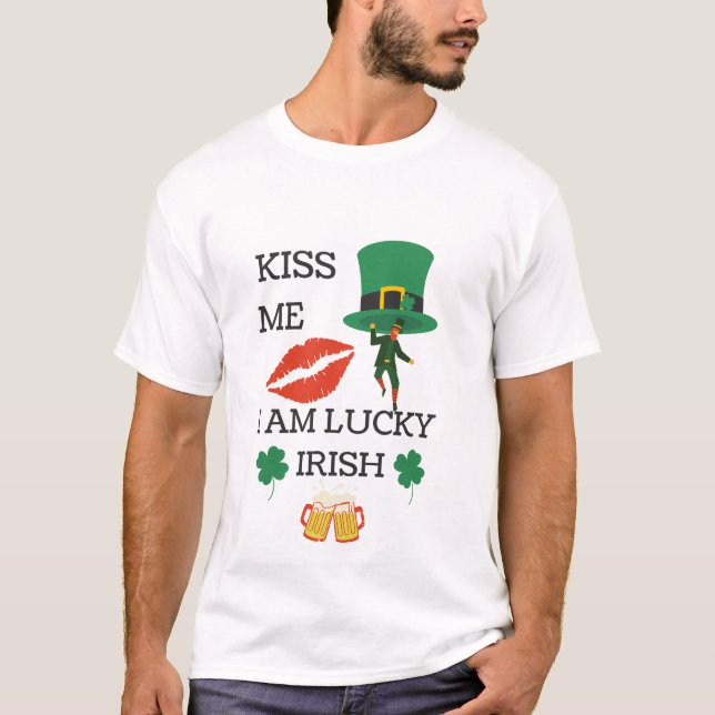Kyss mig jag är tur ireland t shirt (Framsida)