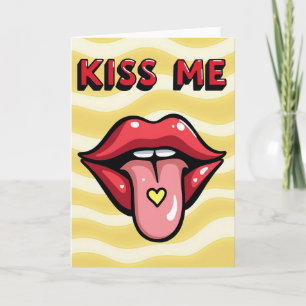 Kyss Mig Läppar Pop Art Kärlekskort Kort