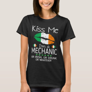 Kyss Mig Mekaniker Irländsk Berusad St Patrick T Shirt