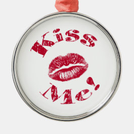 Kyss mig! Red Läppar Julgransprydnad Metall