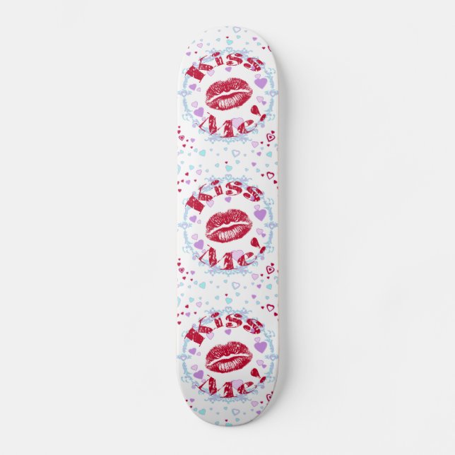 Kyss mig! Röd Läppar med öron Skateboard Bräda 20 Cm (Framsida)