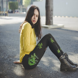 Kyss mig Shamrock svart Leggings