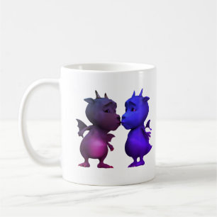Kyss mig snabbt söt blå och rosa bebisdrake kaffemugg